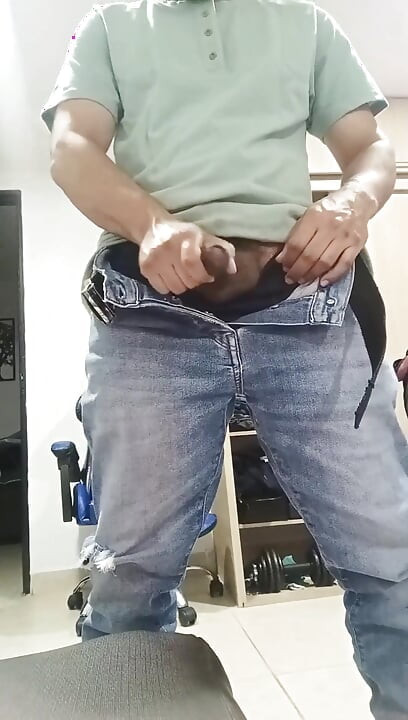 Dick Out of Pants and Urinating at Work