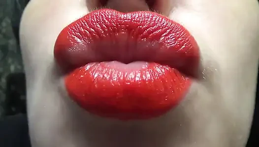 Küss mich, baby! Roter lippenstift und große sexy lippen, fetisch