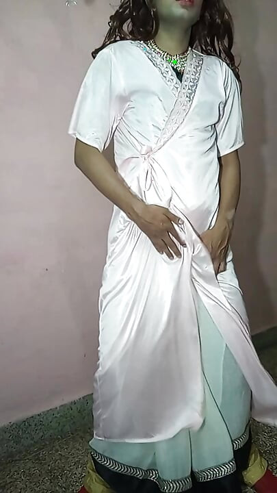 My sexy gorgeous satin nighty and saree blouse