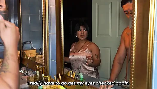 Stepmother realizes too late that the cock she's sucking isn't her husband's.