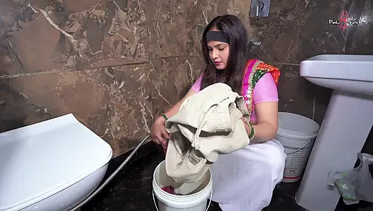 Step Chachi Pissing During Pussy Lick After She Caught Condon in My Pocket...rough Sex in Toilet.