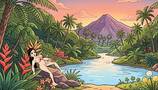 Man fucks woman with big cock in the forest, woman is very happy.