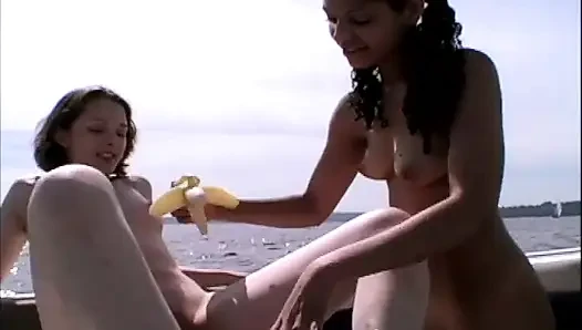 Vintage 90's boat sluts in a hot outdoor threesome