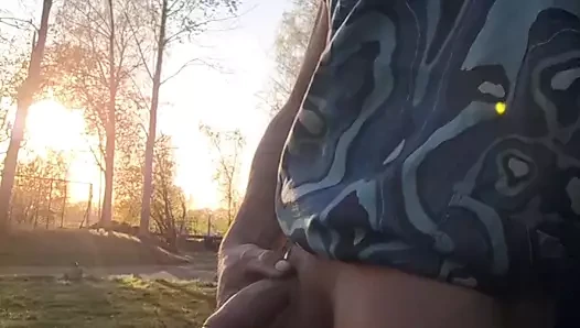 Very risky. Skinny boy publicly shows his pissing cock and cums huge