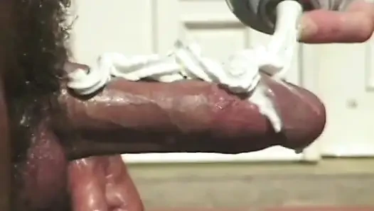 Hot brunette and stud get covered with whipped cream