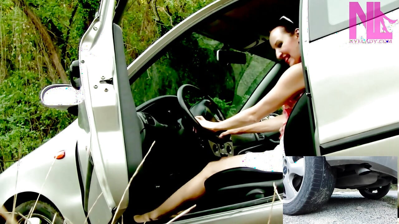 Reckless Revving Play Punishing My Car in Black Suede Sharp Heeled Louboutins