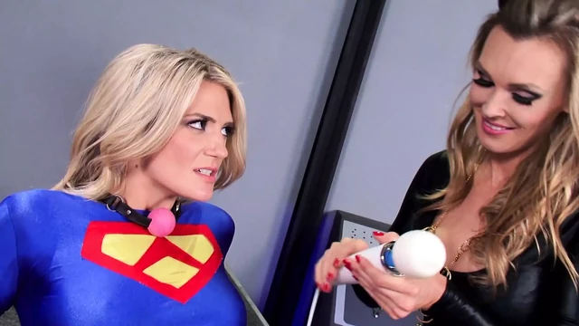 Stunning lesbo sluts trying out toys in cosplay action