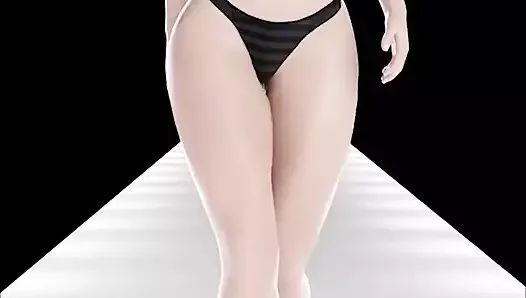 Sexy skinny asian girl walking on a slut podium