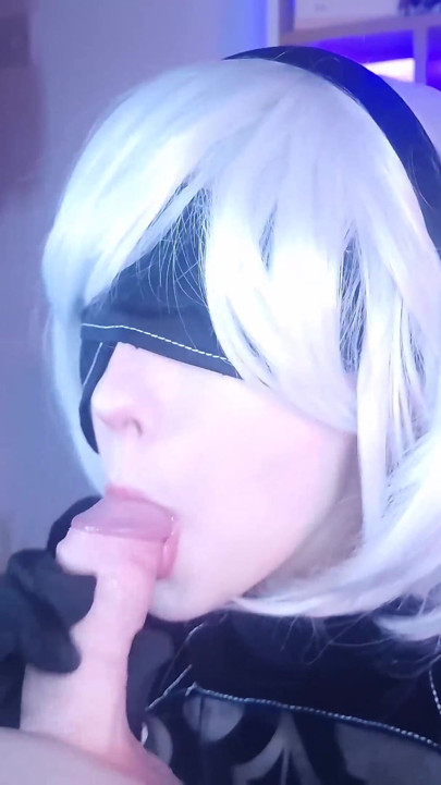 Yorha 2b Makes Me Cum Hard with Thighjob and Doggystyle, Slaminig Her Big Oiled Ass