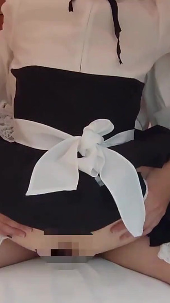 Key moment from "Cute maid's cosplay If you thrust up from below, your pussy will break Amateur photography blowjob"