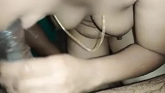 Tamil housewife and husband taking bath together in the bathroom
