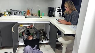 Horny Colombian seduces the plumber and ends up riding his cock - Juliana Rose