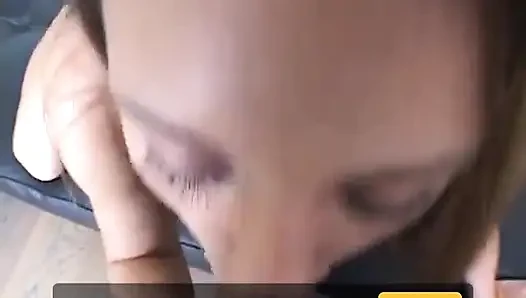 Brunette sucks and gets an anal creampie