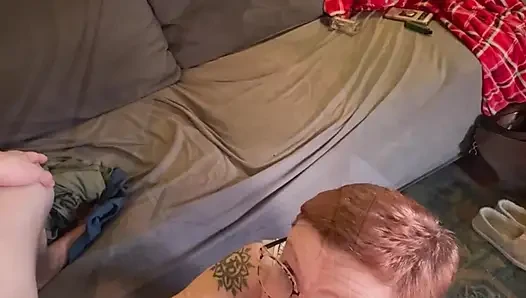 Redhead stepmom sucks step sons Monster Cock