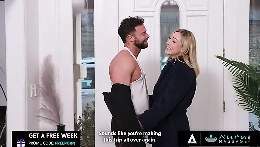 NURU MASSAGE - lily labeau menyambut suami sopir truk dengan pancuran yang beruap dan ngentot berminyak