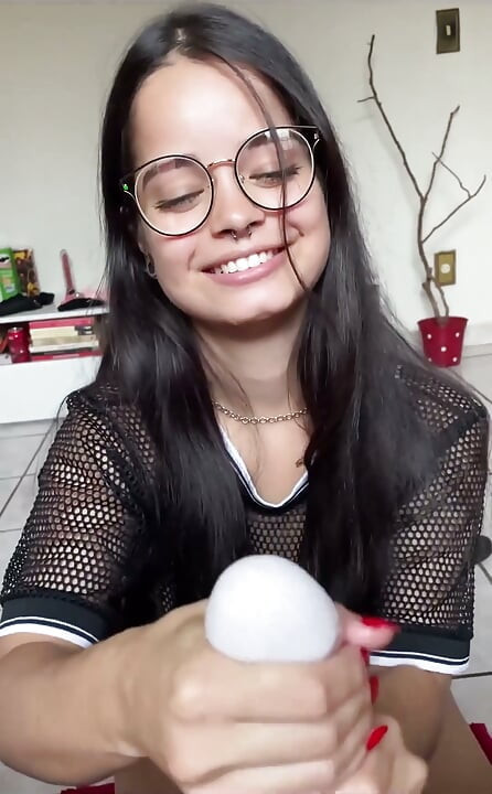 Played with the Egg on the Head of My Cock While Her Little Mouth Drooled on My Eggs