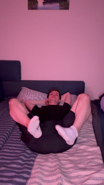 Legs tease in tight sports shorts + dirty white socks