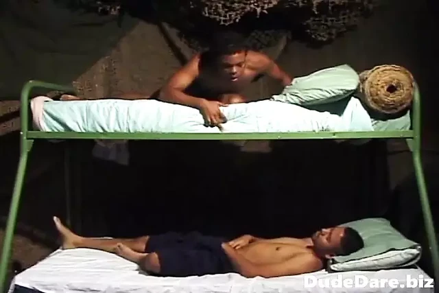 Black dude creeps to roommate's bed to suck his cock
