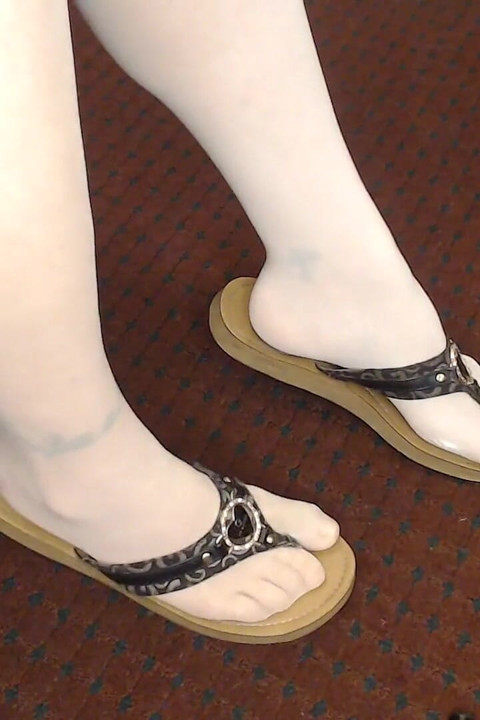 Thigh Stockings in Flip Flops Guess Leather