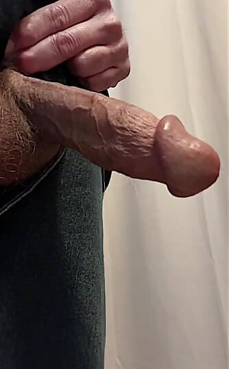 hard cock pulled out of jeans for you