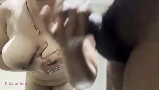hot teen girl sexy body taking bath shower show sexy big natural boobs bathroom romance sex