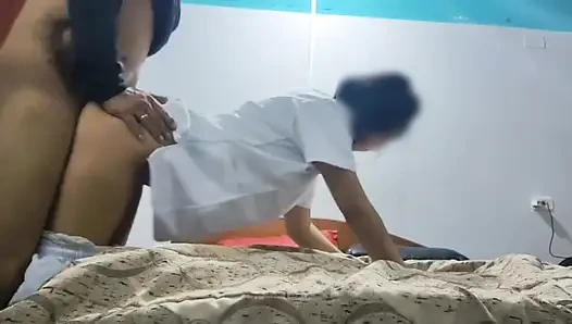 with my classmate after doing homework part 2