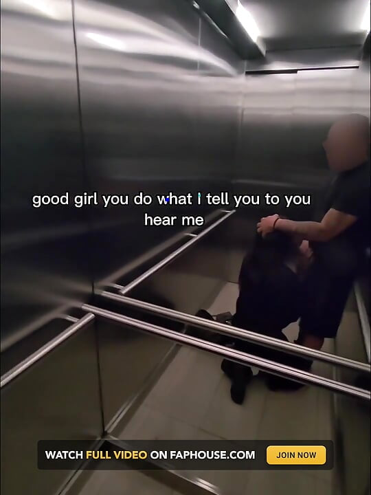 Shy Girl Gets Convinced in Elevator to Swallow a Stranger's Cum