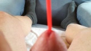 Red stick inside my cock