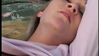 Gorgeous young blonde girl with cute little tits gets a big dick in her cunt