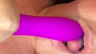 She fuck her throat with her toy like a slut