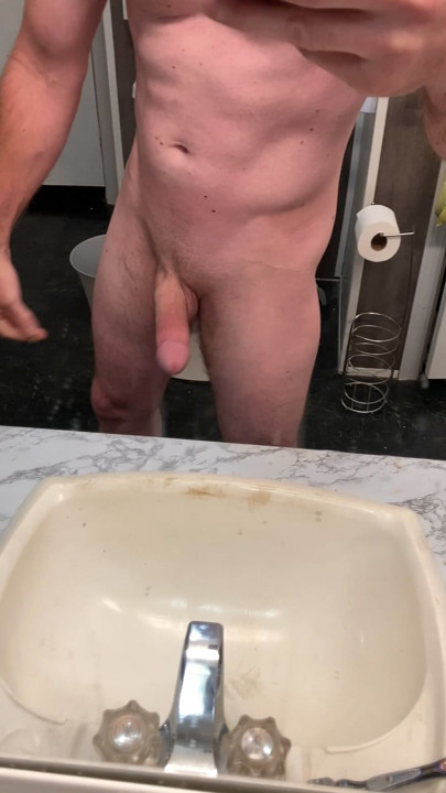 Just got out the shower, stroking my hard, smooth cock for anyone who enjoys this please comment