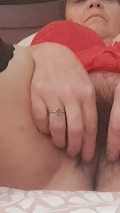 Milf in sexy stockings showing her pussy to her husband for fucking | Clip 1