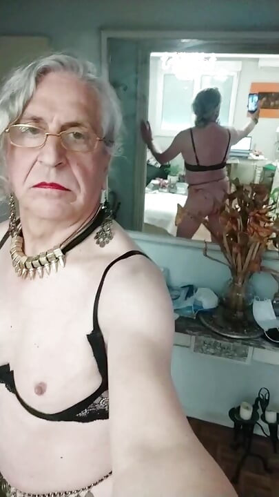 A Transsexual Whore Shows off on the Terrace