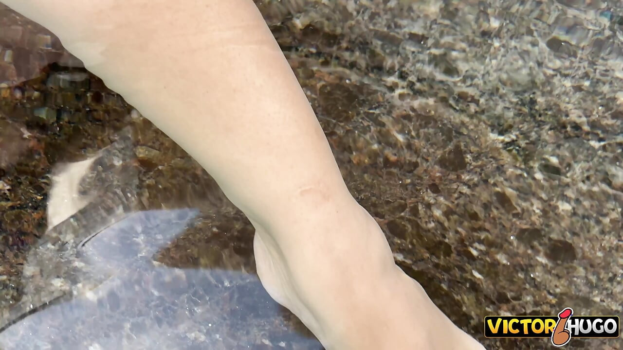Married Woman Shows off in the Pool Before Sitting on the Dick