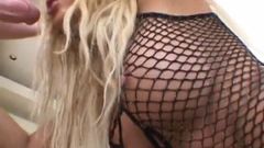 Curvy blond gets fucked hardcore in her fishnet stockings