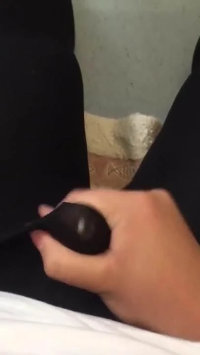 Crossdresser cumming in shiny black tights