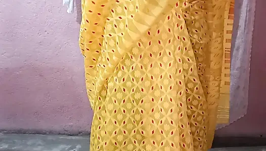 Yellow Saree Dropping Solo Sfw