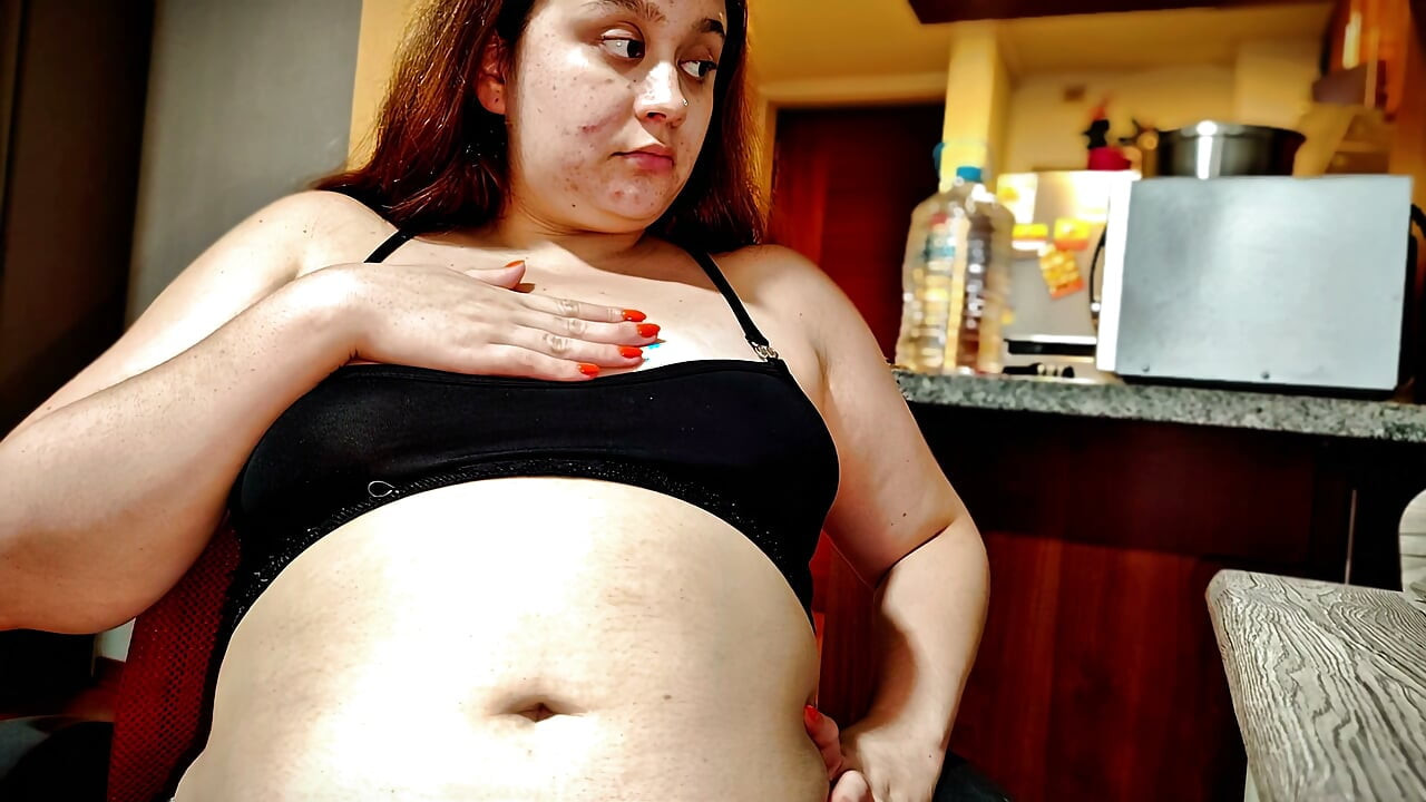 Nicole's Stuffed Belly Tease After Big Burrito Stuffing Session
