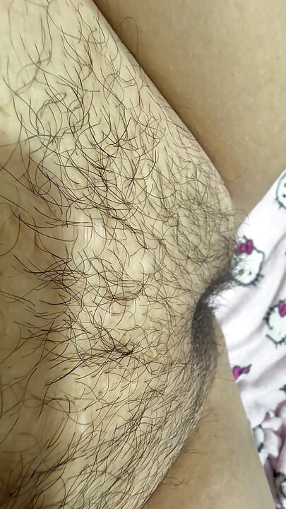 Hot mom massages her giant hairy pussy