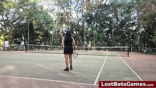 Rafaela and Igor Are Taking Their Strip Tennis Match Outside