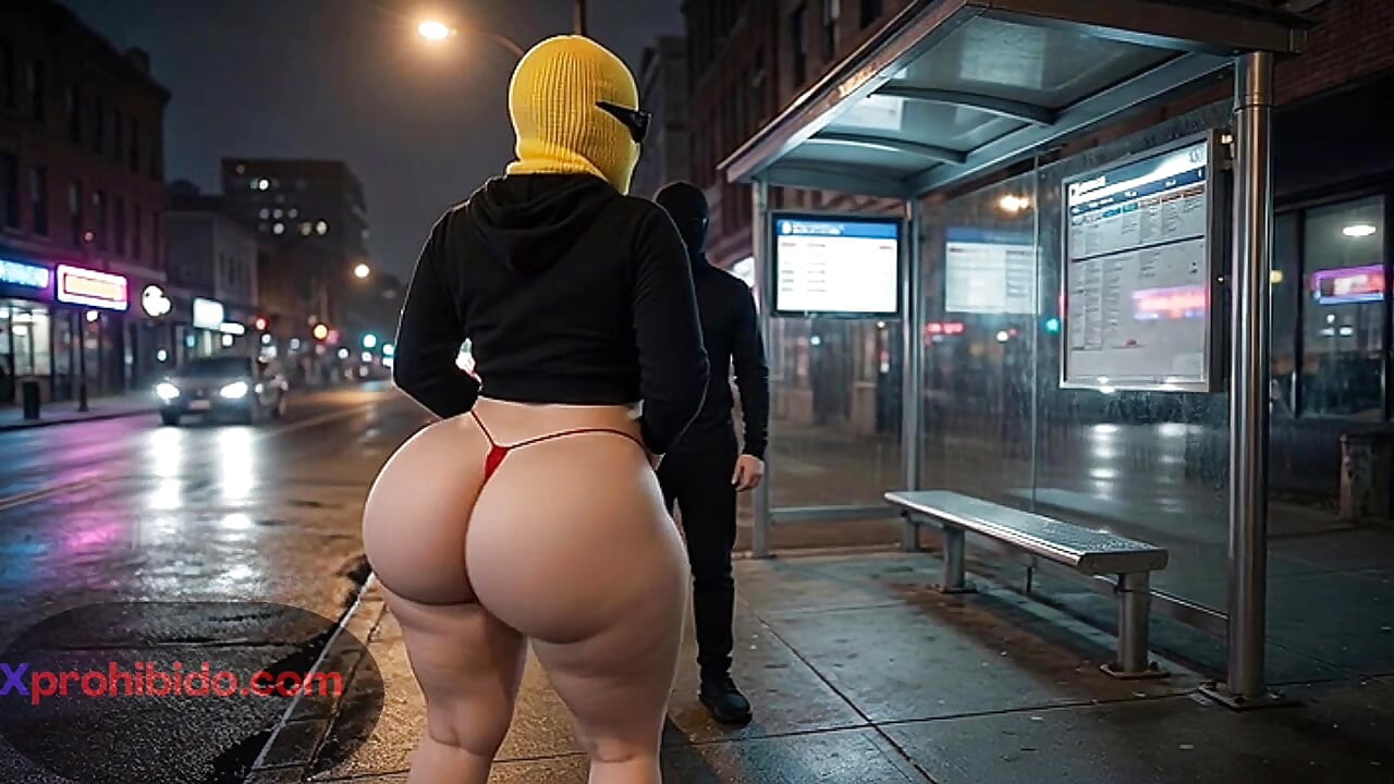 Big Ass Girl Twerking at the Bus Stop