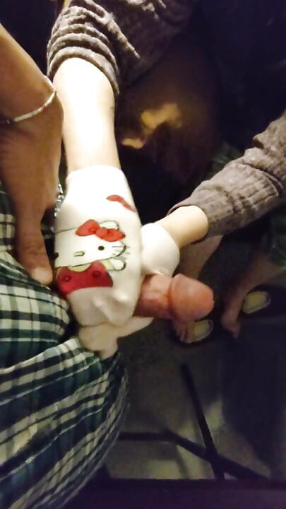 Seksi Pink Hello Kitty Čarapa drkanje kurca