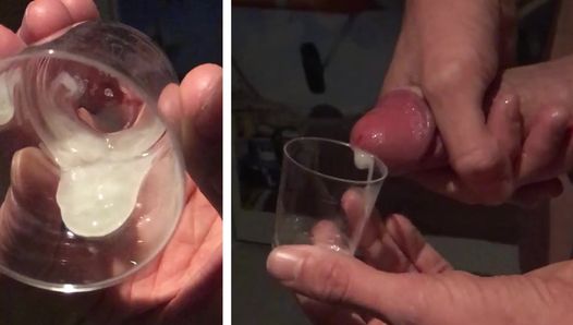 Cumming inside a shot glass
