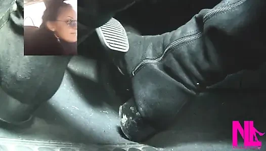 Driving Fast in Black Suede Knee High Boots