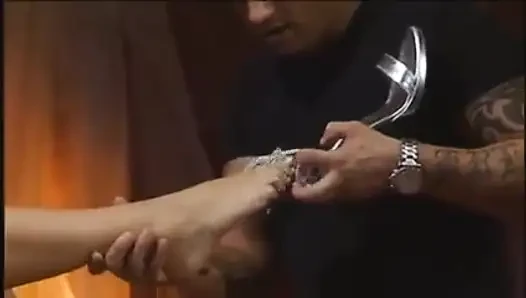 Naked girl is worshipped by guy when she gives him head