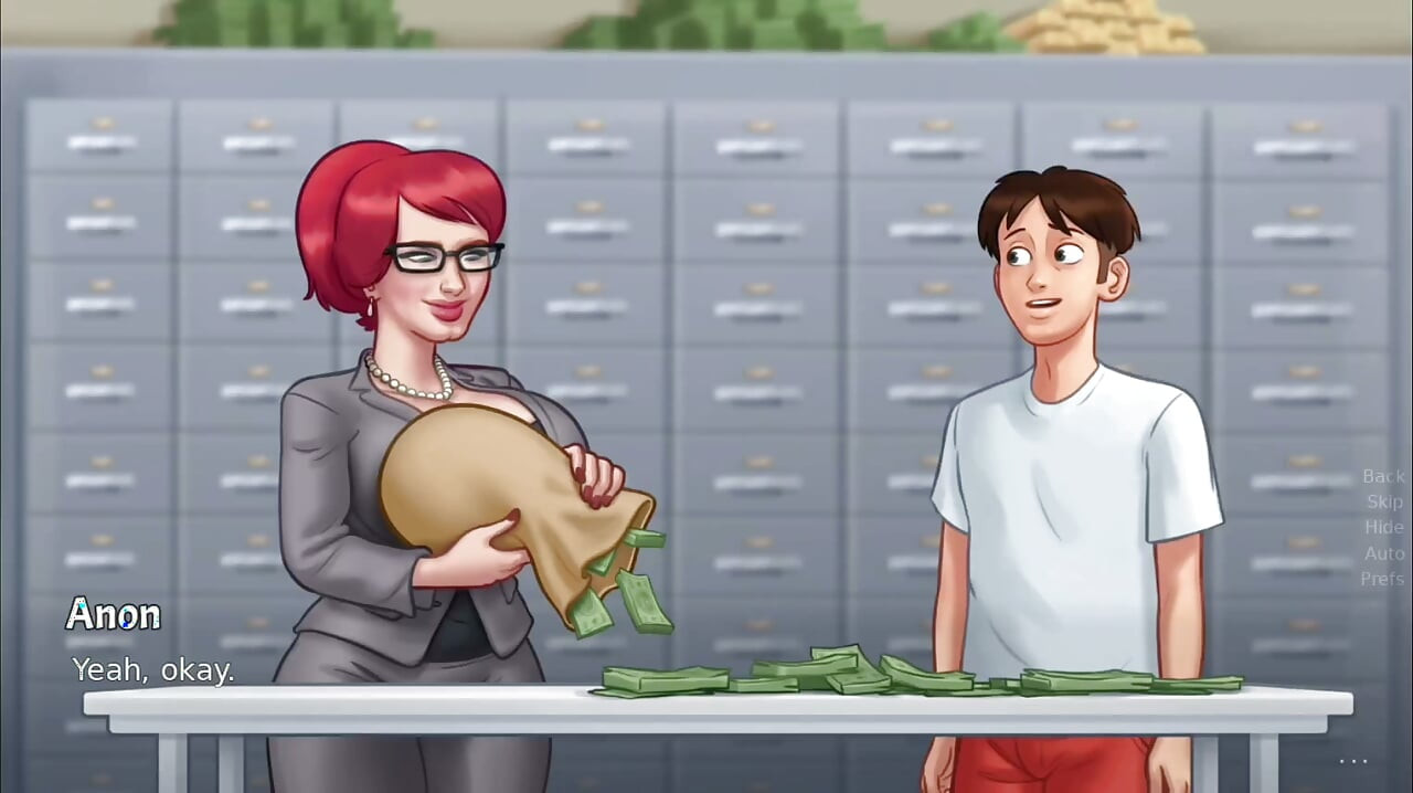 Big boobs Tina fucks monster cock Anon on a big pile of money - gameplay part 1