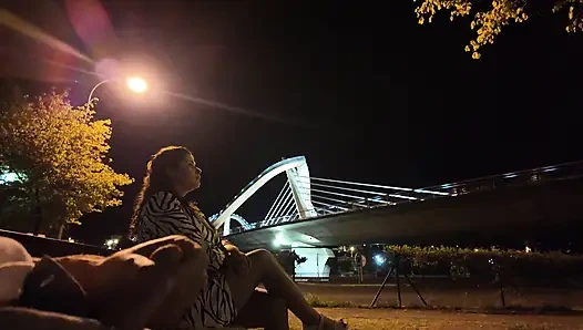 An exhibitionist came to a whore at the spot. She doesn't know what to do with him.