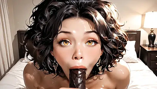 SEXY BRUNETTE SUCKING COCK RICH IN BED GENERATED BY AI