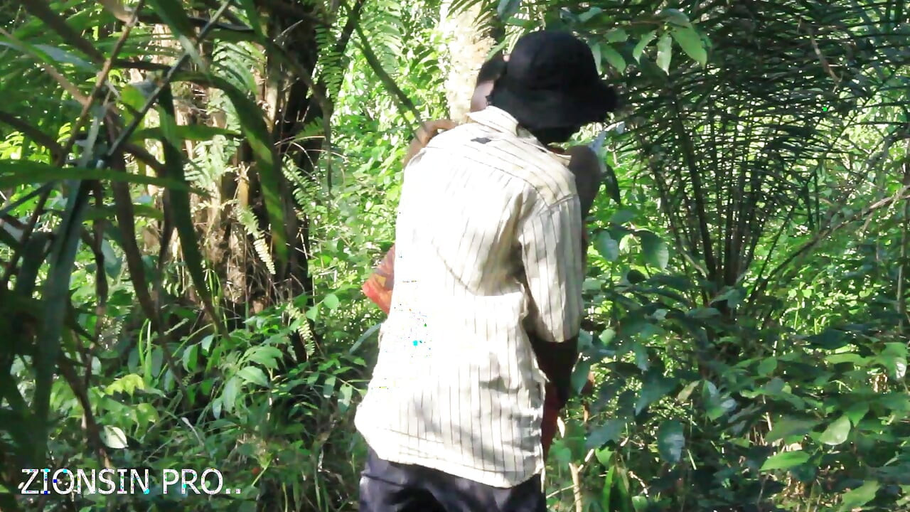 African girl in search of firewood in the bush got fuck by a bush man