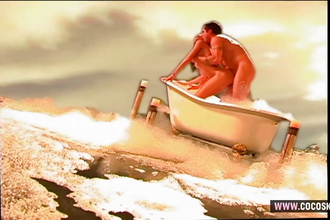 Brunette Angel with Red Wings Gets Wild in Bubbly Bathtub